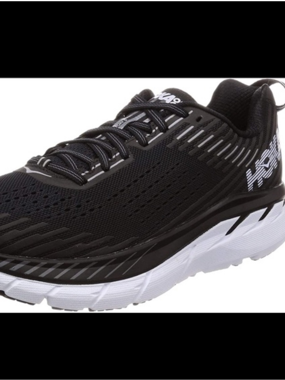 Hoka One One Black and White Men's Athletic Running Shoes